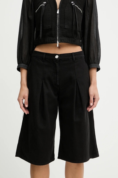 Pinko szorty bawełniane damskie kolor czarny gładkie high waist 105245 A2M8 - zdjęcie produktu nr 1