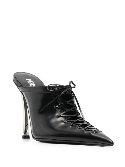 Versace 110mm lace-up leather mules - Black - zdjęcie produktu nr 2