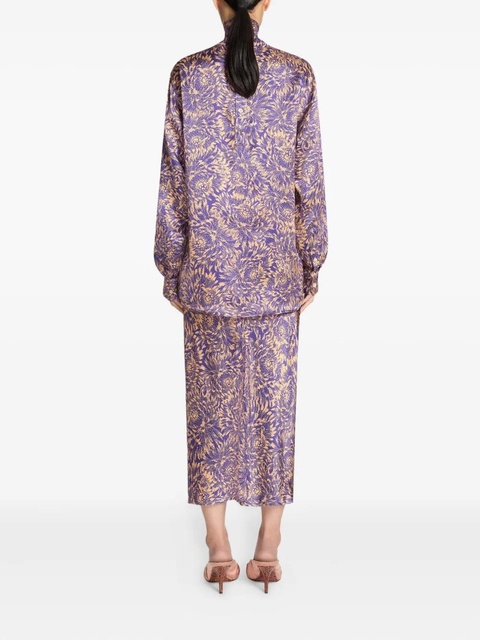 DRIES VAN NOTEN printed silk top - Purple - zdjęcie produktu nr 1