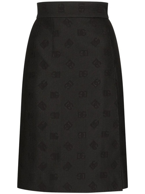 Dolce & Gabbana monogram-jacquard straight midi skirt - Black - zdjęcie produktu nr 1