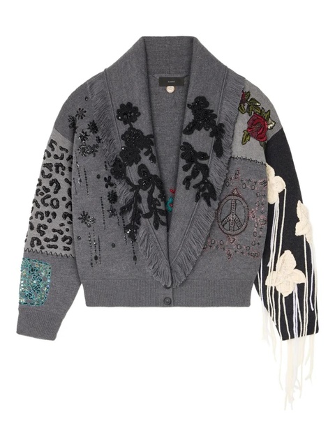 Alanui Midnight in Manhattan embellished fringed cardigan - Grey - zdjęcie produktu nr 1
