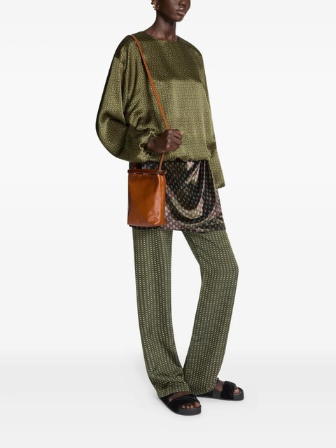 DRIES VAN NOTEN geometric-pattern blouse - Green - zdjęcie produktu nr 2