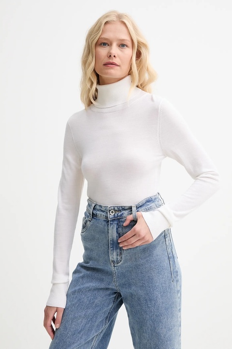 AERON sweter wełniany damski kolor beżowy lekki z golfem CRTO545528 - zdjęcie produktu nr 1