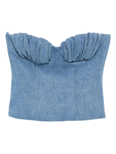 Rowen Rose gathered-detail denim bustier top - Blue - zdjęcie produktu nr 1