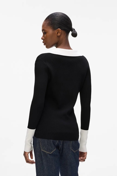 Karl Lagerfeld sweter damski kolor czarny lekki A4W18043 - zdjęcie produktu nr 2
