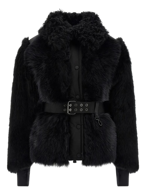 Moncler Grenoble Valdivian shearling belted-waist faux-fur jacket - Black - zdjęcie produktu nr 1