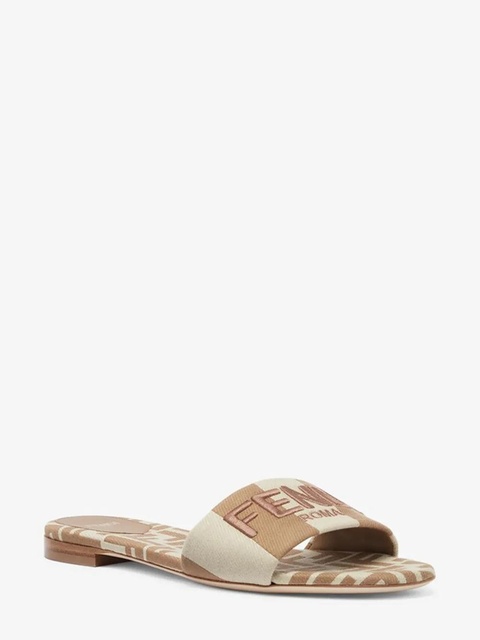 FENDI Signature Beige fabric slides - Neutrals - zdjęcie produktu nr 2