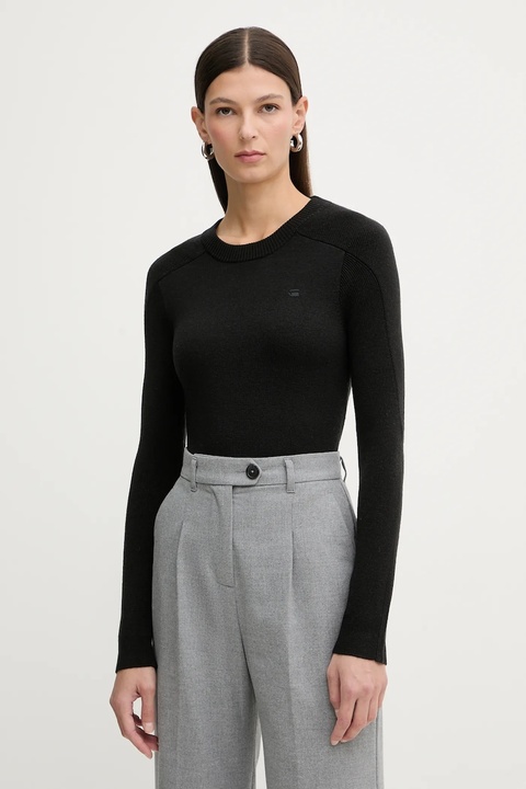 G-Star sweter wełniany 0 damski kolor czarny lekki D27712.B692 - zdjęcie produktu nr 1