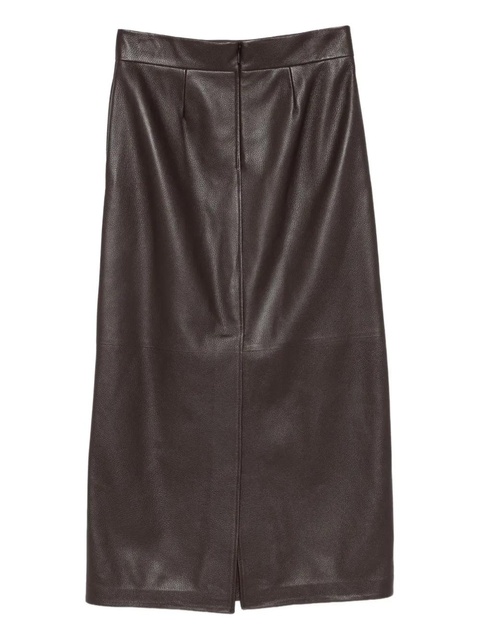 Ferragamo textured-leather buckled skirt - Brown - zdjęcie produktu nr 2