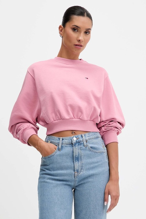 Tommy Jeans bluza bawełniana damska kolor różowy gładka DW0DW21831 - zdjęcie produktu nr 1