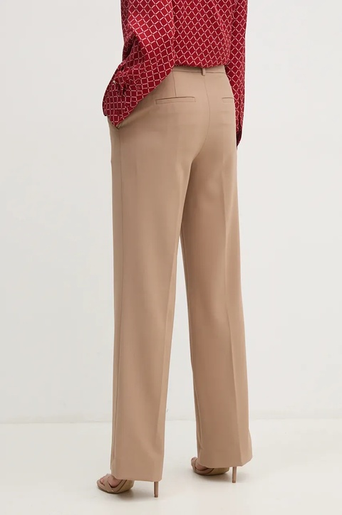 Calvin Klein spodnie z domieszką wełny kolor brązowy proste high waist K20K207590 - zdjęcie produktu nr 2