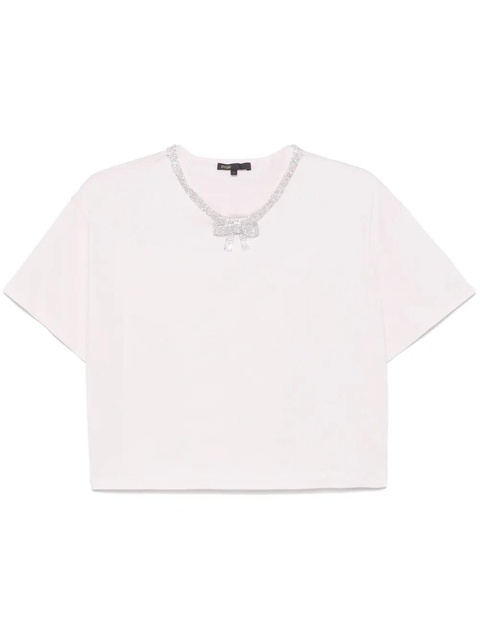 Maje embellished-neck T-shirt - Pink - zdjęcie produktu nr 1
