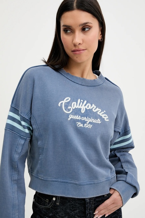 Guess Originals bluza bawełniana damska kolor niebieski z nadrukiem W5YQ24 K68I4 - zdjęcie produktu nr 1