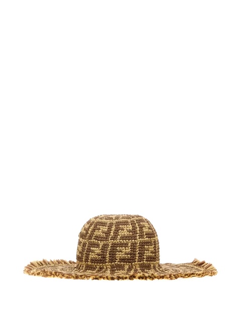 FENDI FF-pattern fringed raffia hat - Neutrals - zdjęcie produktu nr 2