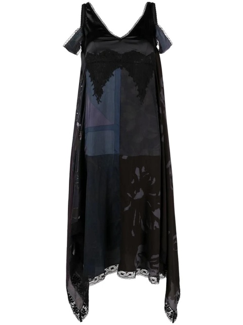 Marine Serre V-neck silk midi dress - Blue - zdjęcie produktu nr 1