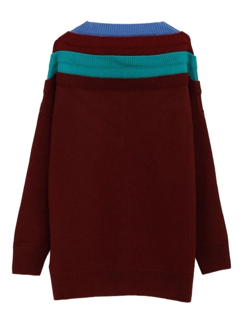 LOEWE V-neck striped sweater - Red - zdjęcie produktu nr 2