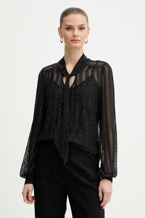 Morgan bluzka damska kolor czarny wzorzysta TEVAL - zdjęcie produktu nr 1