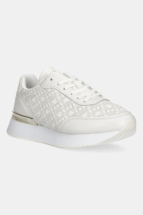 Tommy Hilfiger sneakersy skórzane CHIC MONOGRAM RUNNER damskie kolor beżowy FW0FW09051 - zdjęcie produktu nr 1