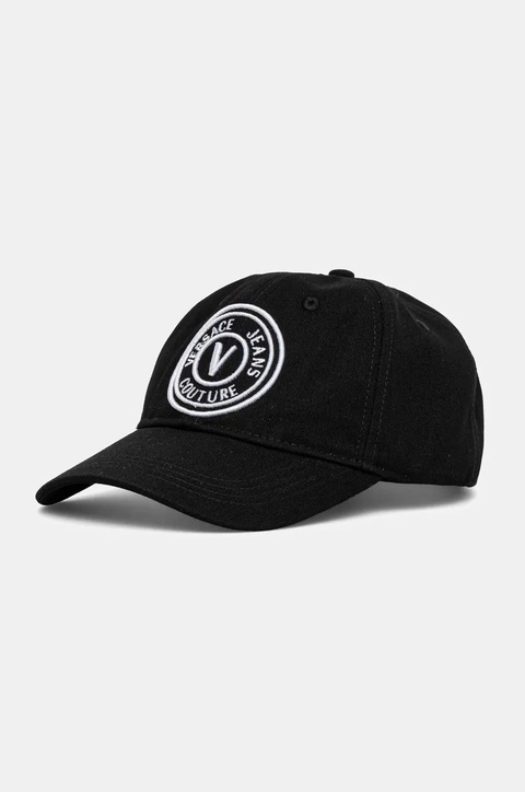 Versace Jeans Couture czapka z daszkiem bawełniana damska kolor czarny z aplikacją 78HAZK26 ZG366 - zdjęcie produktu nr 1