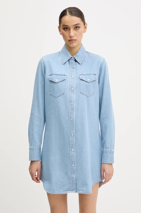 Tommy Jeans sukienka jeansowa kolor niebieski mini prosta DW0DW20111 - zdjęcie produktu nr 1