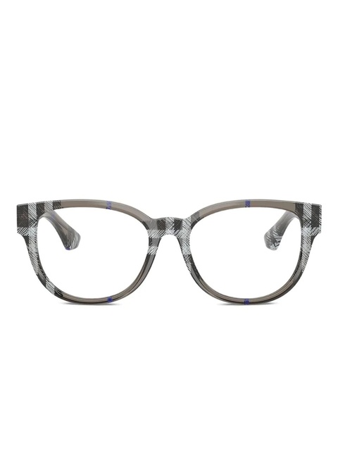 Burberry Eyewear check-pattern round glasses - Grey - zdjęcie produktu nr 1