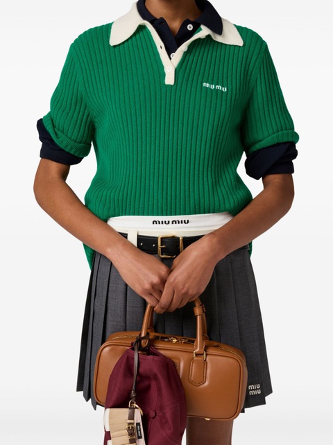 Miu Miu ribbed cashmere polo top - Green - zdjęcie produktu nr 2