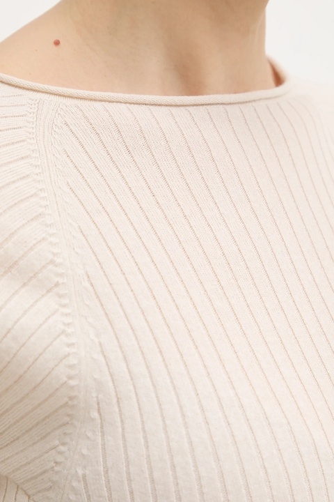 MAX&Co. sweter wełniany damski kolor beżowy lekki 2526366134200 - zdjęcie produktu nr 2