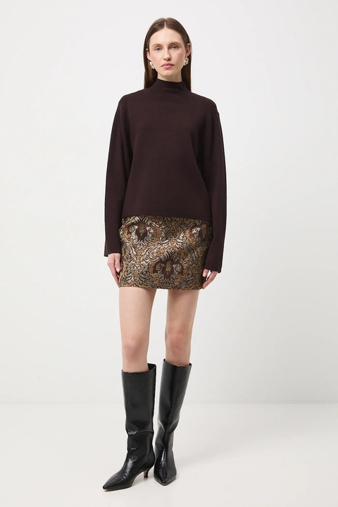 Medicine sweter damski kolor brązowy lekki z półgolfem - zdjęcie produktu nr 1