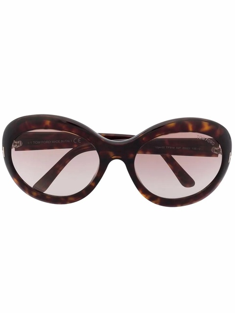 TOM FORD Eyewear logo tortoiseshell-effect sunglasses - Brown - zdjęcie produktu nr 2