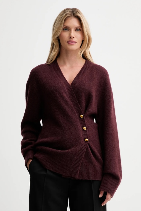ISABELLE BLANCHE kardigan z dodatkiem wełny damski kolor bordowy IS25FW-M152-F007 - zdjęcie produktu nr 2