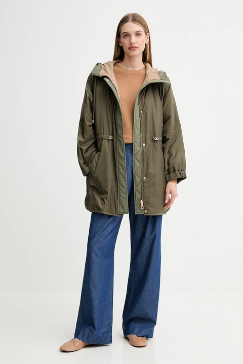Weekend Max Mara kurtka dwustronna ALCAMO kolor zielony przejściowa oversize 2525496011600 - zdjęcie produktu nr 2