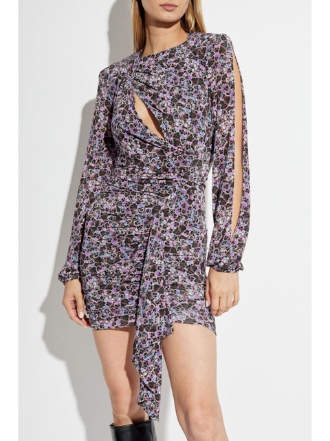 ISABEL MARANT Vinia gathered printed-jersey dress - Purple - zdjęcie produktu nr 2