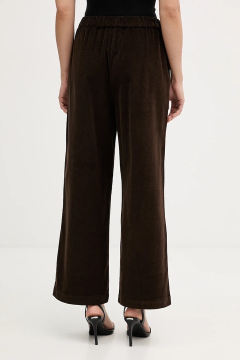 United Colors of Benetton spodnie bawełniane damskie kolor brązowy szerokie high waist 494BDF0A7 - zdjęcie produktu nr 2