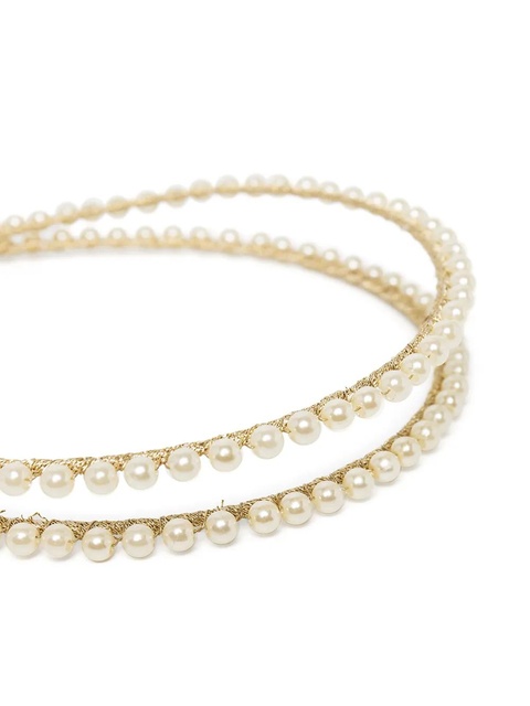 Jennifer Behr Gitta pearl double-band headband - White - zdjęcie produktu nr 1