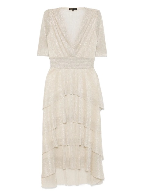Maje metallic ruffled midi dress - Neutrals - zdjęcie produktu nr 1