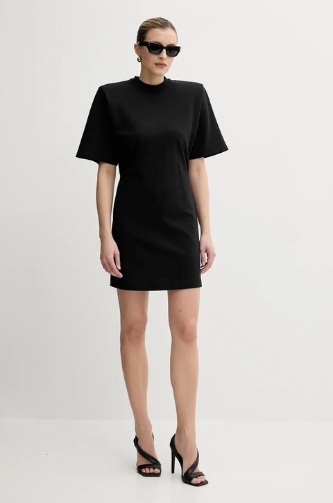 Pinko sukienka bawełniana kolor czarny mini prosta 105220 A2M2 - zdjęcie produktu nr 2
