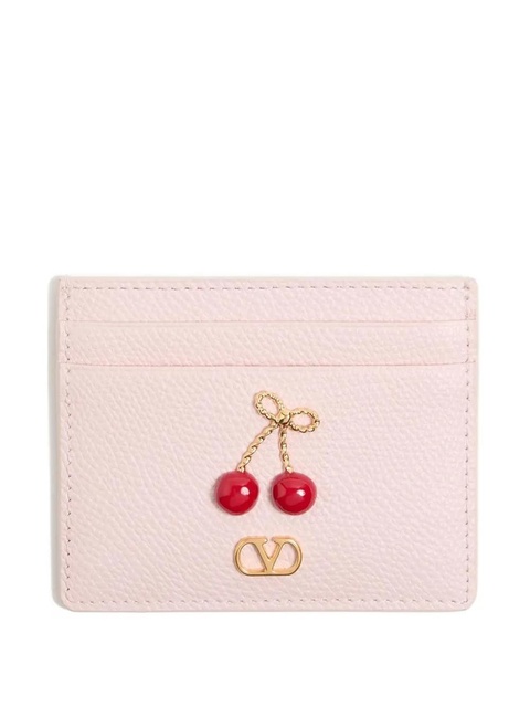Valentino Garavani Cherryfic-embellished leather cardholder - Pink - zdjęcie produktu nr 1