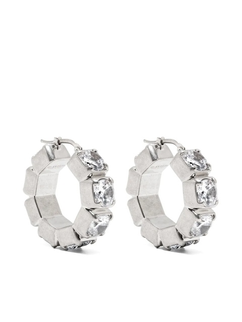Jil Sander crystal-embellishment hoop earrings - Silver - zdjęcie produktu nr 1
