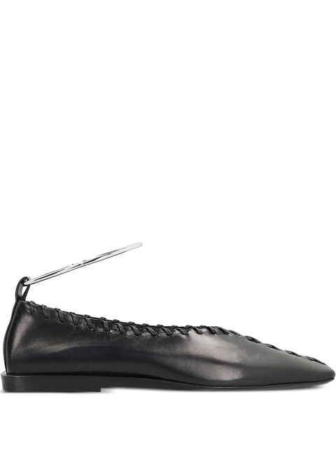 Jil Sander ankle-strap leather ballet flats - Black - zdjęcie produktu nr 1