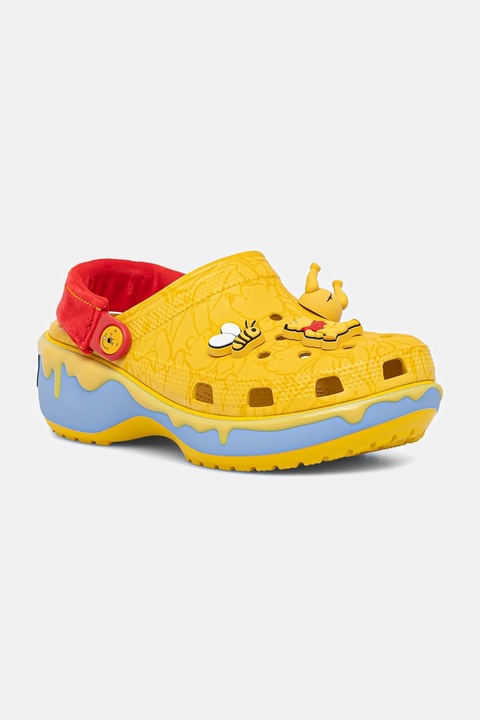 Crocs klapki Classic Winnie The Pooh Clog damskie kolor żółty na platformie 211092 - zdjęcie produktu nr 1