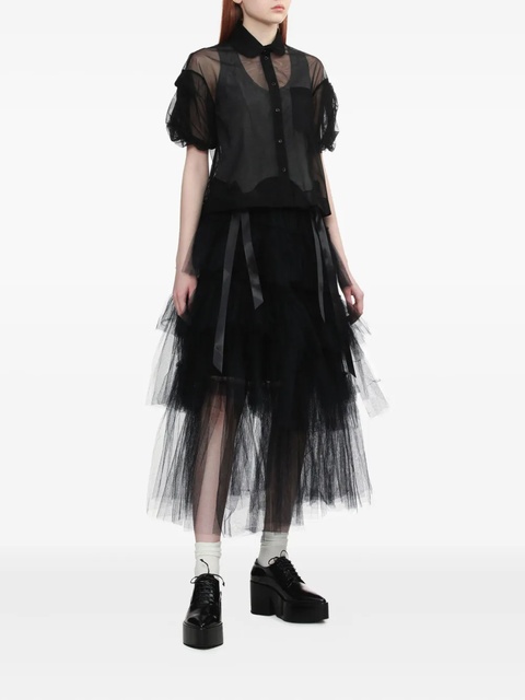 Simone Rocha sheer puff-sleeve shirt - Black - zdjęcie produktu nr 2