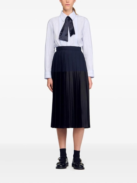 SANDRO pleated colourblock midi skirt - Black - zdjęcie produktu nr 1