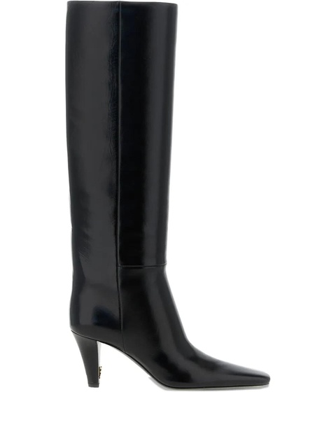 Saint Laurent 75mm Jill pointed logo heel boots - Black - zdjęcie produktu nr 1