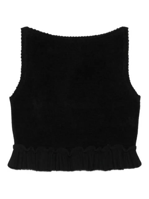 SANDRO square-neck ruffled blouse - Black - zdjęcie produktu nr 1