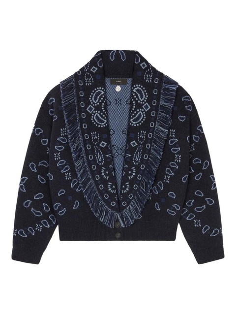 Alanui bandana-jacquard fringed cardigan - Blue - zdjęcie produktu nr 1