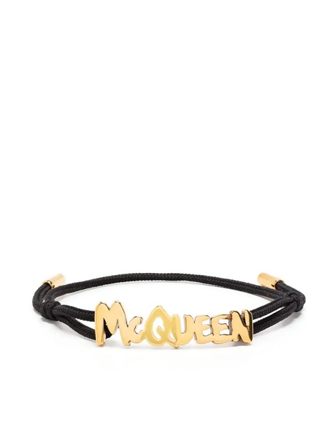 Alexander McQueen logo lettering adjustable bracelet - Black - zdjęcie produktu nr 1