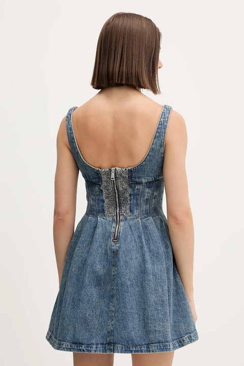 Tommy Jeans sukienka jeansowa kolor niebieski mini rozkloszowana DW0DW22001 - zdjęcie produktu nr 2