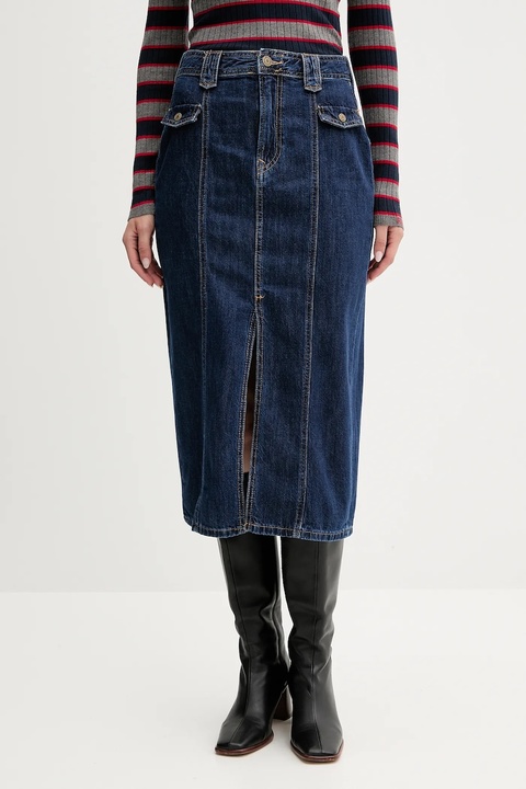Pepe Jeans spódnica jeansowa kolor niebieski maxi prosta PL9011869 - zdjęcie produktu nr 1