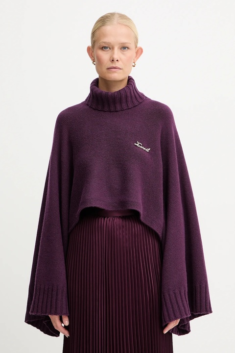 Twinset sweter z dodatkiem wełny damski kolor fioletowy lekki z golfem 252TT3422 - zdjęcie produktu nr 1