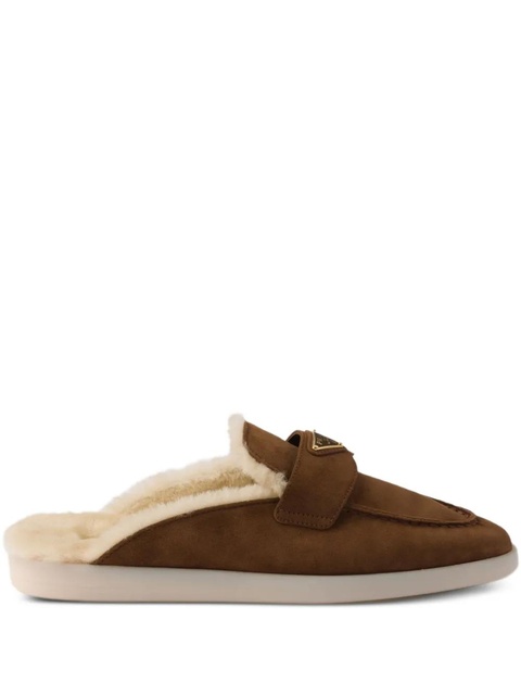 Prada slip-on shearling mules - Brown - zdjęcie produktu nr 1